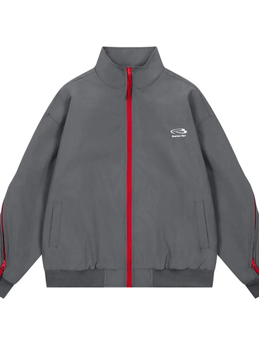 Men's Striped Zip Up Long Sleeve Jacket