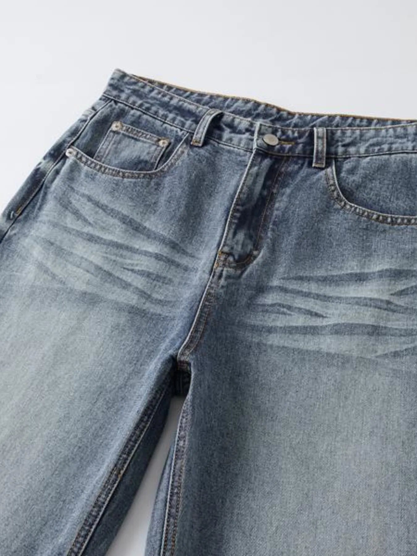Men's Wash Wide Leg High-Rise Jeans