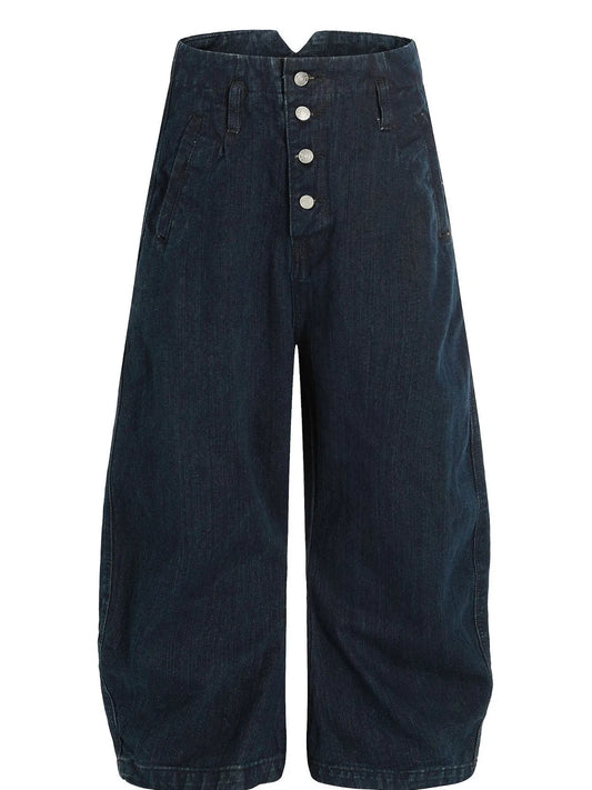 Men's Washed Button Fly Curved Jeans
