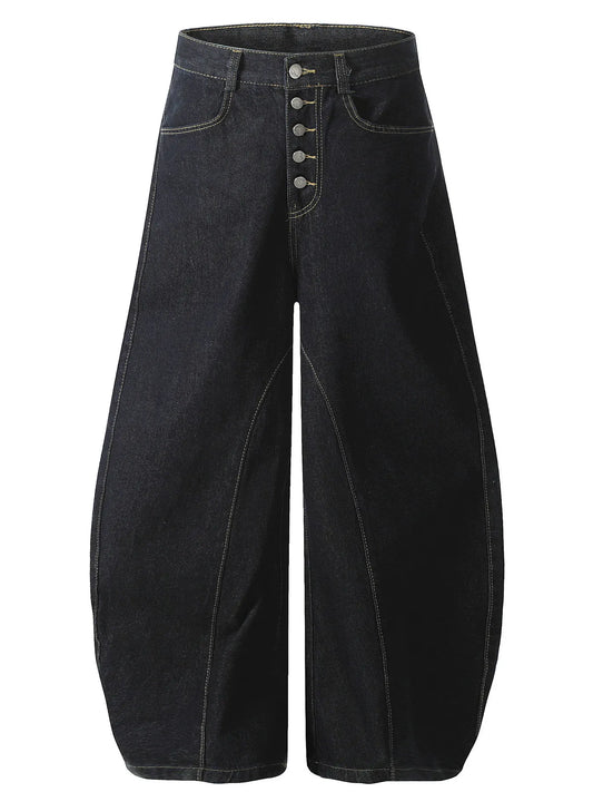 Men's Button Fly High Waist Curved Jeans